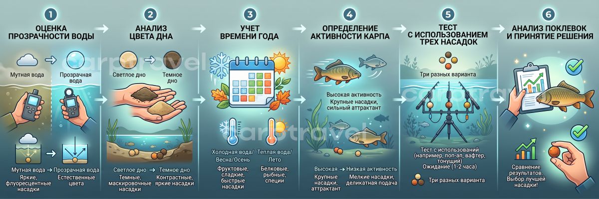 Практический алгоритм подбора цвета насадки на новом водоёме Практический алгоритм подбора цвета насадки на новом водоёме