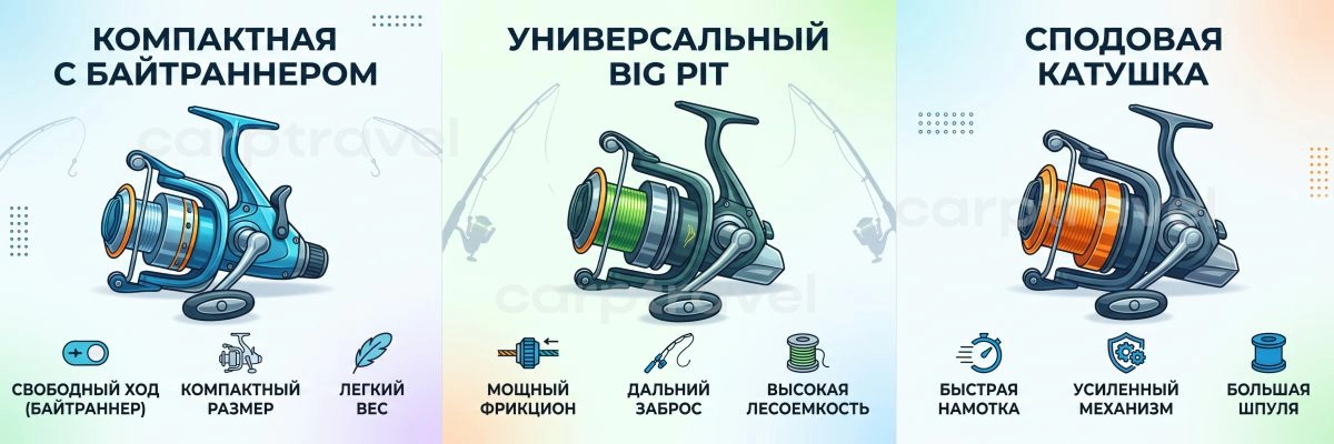 Основные типы карповых катушек и их рабочее назначение