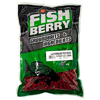 Пеллетс Fishberry Carp pellets Strawberry Jam 10мм 1 кг (Клубничный джем)   Красный