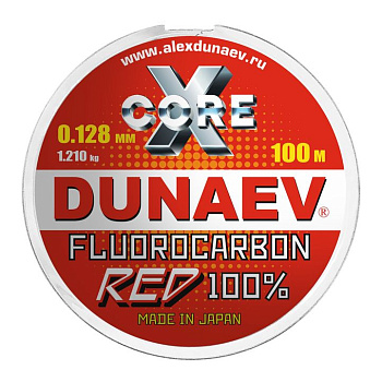 Леска Dunaev Fluorocarbon RED  100м 1.21кг/0,128мм красная 