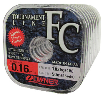 Леска Owner Tournament Fluorocarbon  50м 1,8кг/0,16мм Прозрачный 