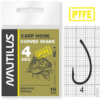 Крючки Nautilus Carp Curved Shank NK-1PTFE  Size 4 Тефлон 