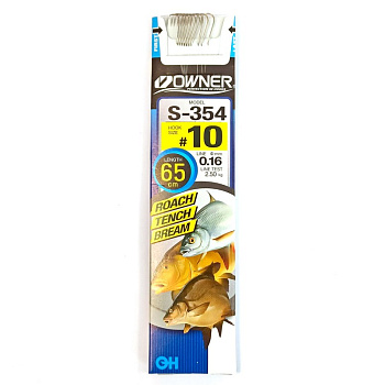 Поводок готовый Owner S-354 Size 10  с бородкой  0,16мм 65см