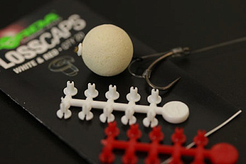 Стопора для бойлов Korda Floss Caps White/Red   (белый красный)