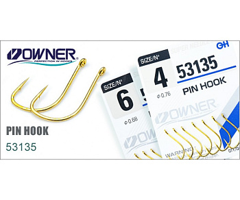 Крючки с колечком Owner Pin Hook  Size 14 Gold 