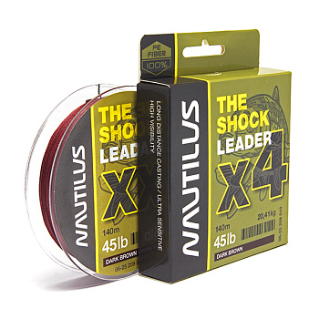 Плетеный шок лидер Nautilus The Shock Leader  140м 45lb/0,30мм (Красный) 