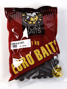 Бойлы тонущие Lion Baits  Euro Baits Crab&Musel 20мм 1 кг (Краб-мидия) 