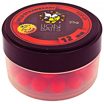 Бойлы плавающие Lion Baits   Wild Strawberry 12мм 25 г (Земляника) 