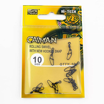 Застежка с вертлюгом Caiman 216018 black mat №10, 10шт