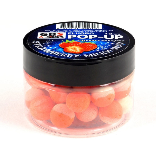 Бойлы плавающие GBS Baits   Strawberry Milky Way 12мм 50 г (Клубника Млечный путь) 1