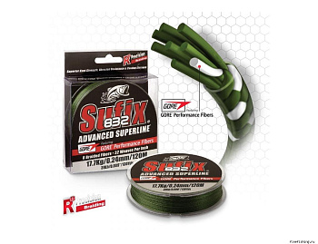 Плетеный шнур Sufix 832 Braid  120м 13,5кг/0,20мм (Зеленый) 