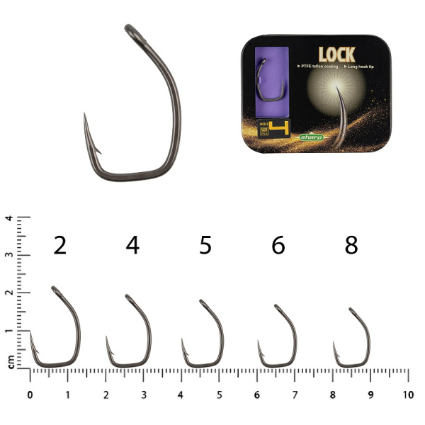 Крючки EastShark ES 2026 LOCK Size 8 Тефлон с бородкой