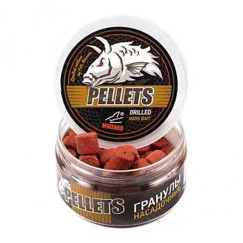 Пеллетс Minenko насадочный Pellets  Red Halibut Garlic 14мм 160 г (Красный палтус чеснок) Просверлен
