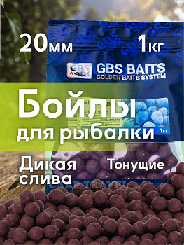 Бойлы тонущие GBS Baits Прикормочные Wild Plum 20мм 1 кг (Дикая Слива) 