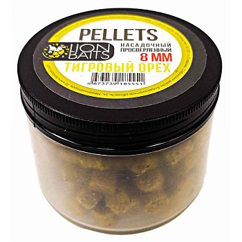 Пеллетс Lion Baits насадочный Pellets  Tiger Nut 8мм 100 г (Тигровый орех ) Просверленный  Желтый