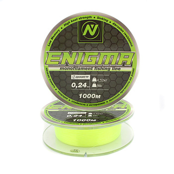 Монофильная леска VN Tackle Monofilament Fishing Line Enigma 1000м 4,25кг/0,24мм (Yellow-Green) 