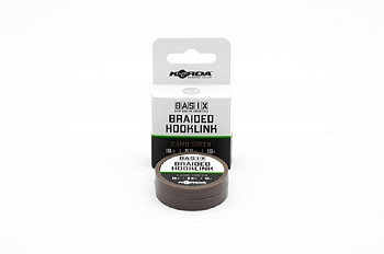 Повод. мат. без оболочки Korda Basix Braided Hooklink Camo green  10м 18lb/ (Camo) 