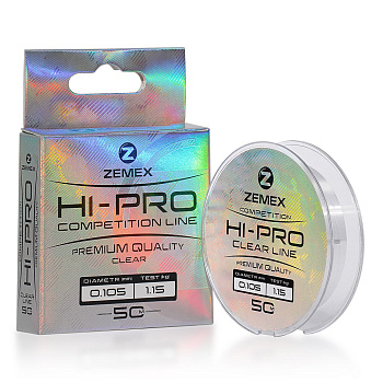 Поводочная леска Zemex HI-PRO COMPETITION LINE  50м 3,74кг/0,181мм (Прозрачный) 