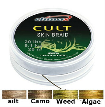 Повод. мат. в матовой оболочке Climax CULT Skin Braid New  15м 30lb/ ( Сamou green mat finish) 