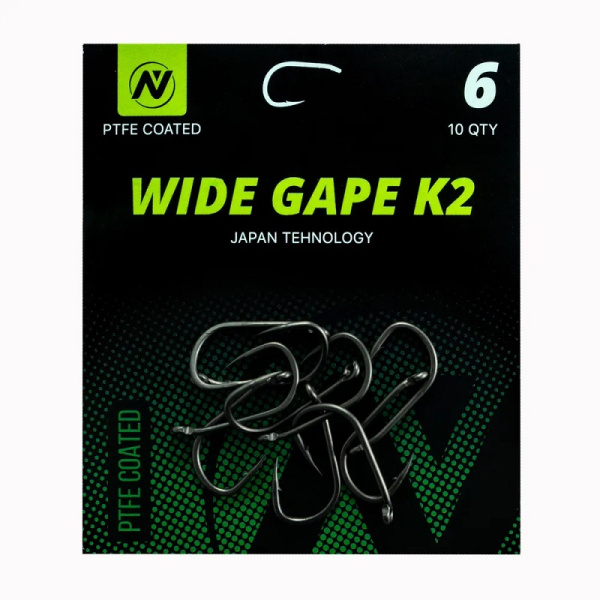 Крючки карповые VN Tackle Wide Gape K2 Size 6 Тефлон