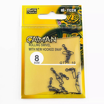 Застежка с вертлюгом Caiman 216017 black mat №8, 10шт
