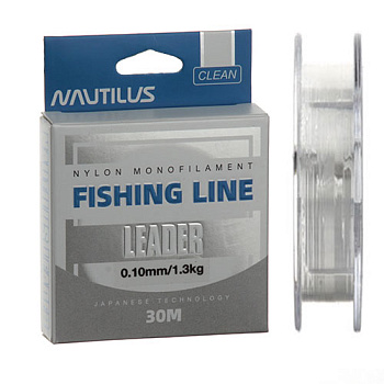 Поводочная леска Nautilus Leader  30м 1,3 кг/0,10мм (Прозрачная) 
