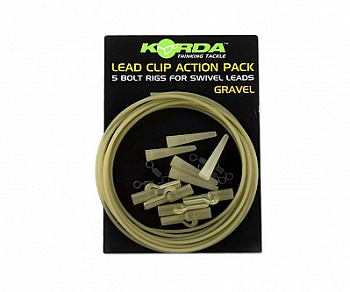 Набор безопасная клипса со стопором конусом и лидкором Korda Lead Clip Action Pack Gravel  5шт 