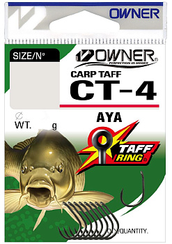 Крючки с колечком Owner Carp Taff Aya Size 4 Тефлон 