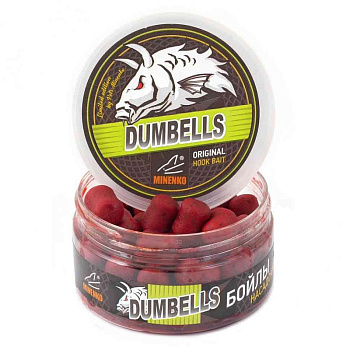 Бойлы тонущие Minenko Насадочные в дипе DUMBELLS Strawberry 14x20мм  150 г (Клубника) 