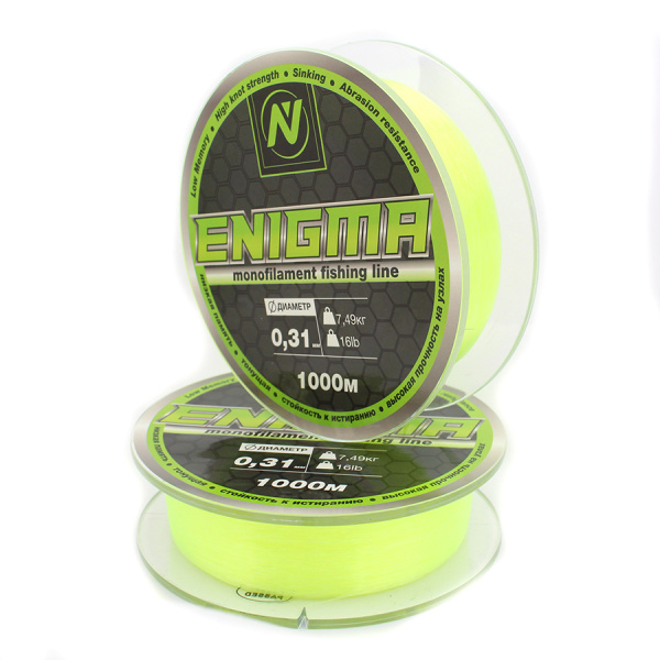 Монофильная леска VN Tackle Monofilament Fishing Line Enigma 1000м 7,49кг 0,31мм (Yellow-Green) 