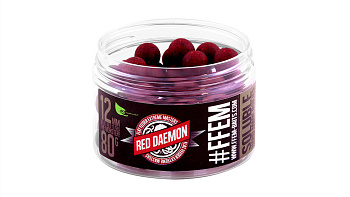 Бойлы пылящие FFEM Baits насадочные Soluble Boilies HNV- Red Daemon 12мм 9шт. 80 г (Красный демон, с