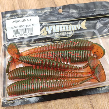 Силиконовая приманка Виброхвост YUMMY Baits Awaruna 4.0in(101мм) съедобная (color:003)