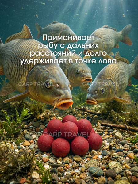 Бойлы тонущие Carptravel насадочные Strawberry 14мм 100 г (Клубника) 4